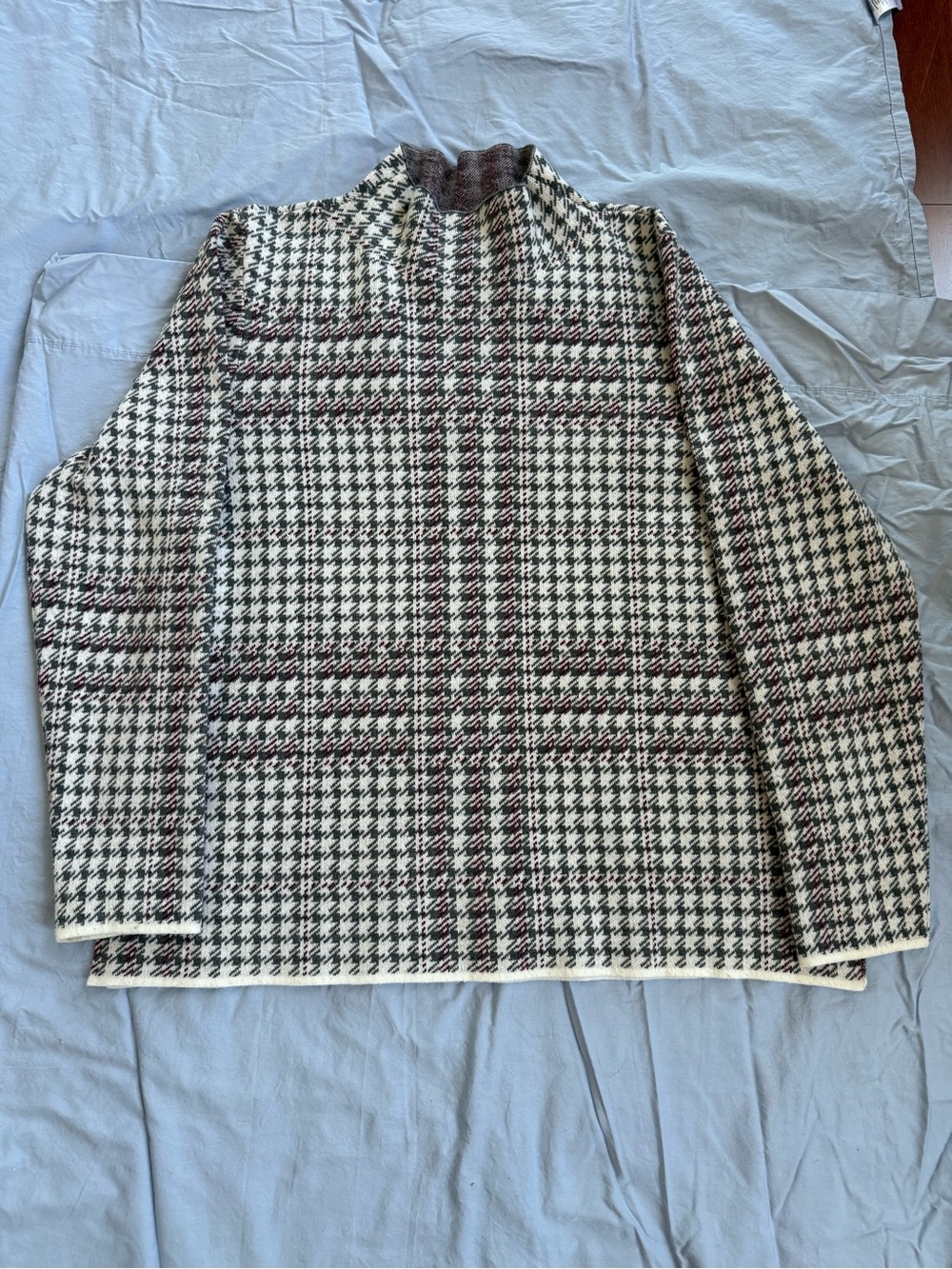 Appleseed's Petites Houndstooth Mock Neck Sweater, Size PL